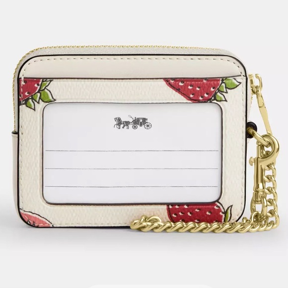 Coach Zip Card Case With Strawberry Print nwt - Picture 2 of 6